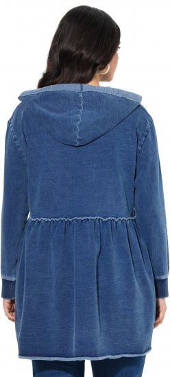 Ulla Popken Indigo Dyed Flounce Panel Hoodie Blue - Sweatshirts & hoodies - 