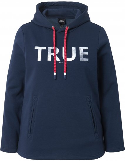 Ulla Popken TRUE Lettering Hoodie Navy Blue - Sweatshirts & hoodies - 