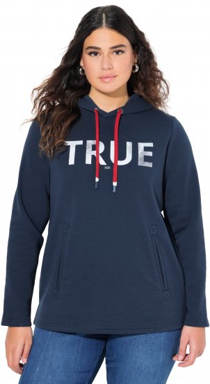 Ulla Popken TRUE Lettering Hoodie Navy Blue - Sweatshirts & hoodies - 