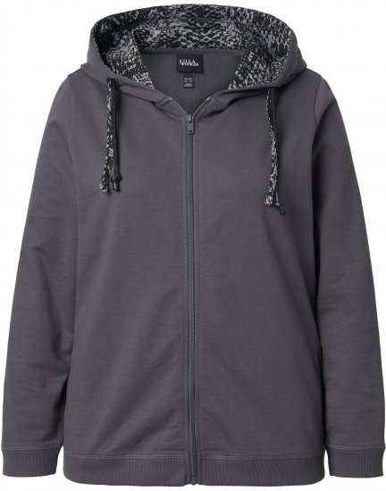 Ulla Popken Snake Detail Zip-Up Hoodie Graphite Grey - Sweatshirts & hoodies - 