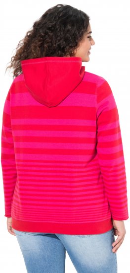 Ulla Popken Oversized Striped Long Sleeve Hoodie Lychee - Sweatshirts & hoodies - 