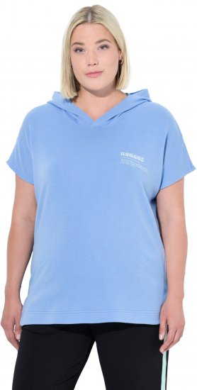 Ulla Popken Quick Drying Short Sleeve Hoodie Light Blue - Sweatshirts & hoodies - 