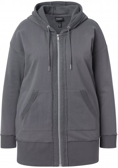 Ulla Popken Decorative Seam Zip-Up Hoodie Graphite Grey - Sweatshirts & hoodies - 