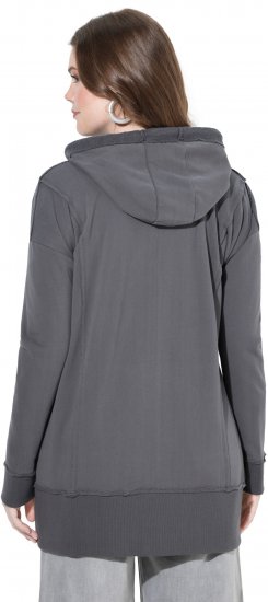 Ulla Popken Decorative Seam Zip-Up Hoodie Graphite Grey - Sweatshirts & hoodies - 