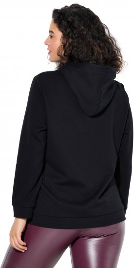 Ulla Popken Decorative Lace-Up Hoodie Black - Sweatshirts & hoodies - 