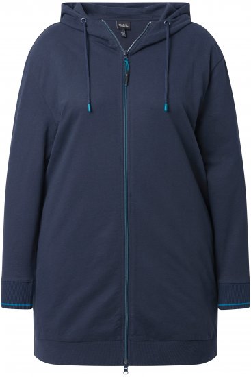 Ulla Popken Contrast Piping Zip-Up Hoodie Navy - Sweatshirts & hoodies - 