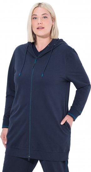 Ulla Popken Contrast Piping Zip-Up Hoodie Navy - Sweatshirts & hoodies - 