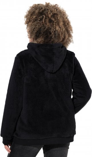 Ulla Popken Teddy Fleece Zip-Up Hoodie Black - Sweatshirts & hoodies - 
