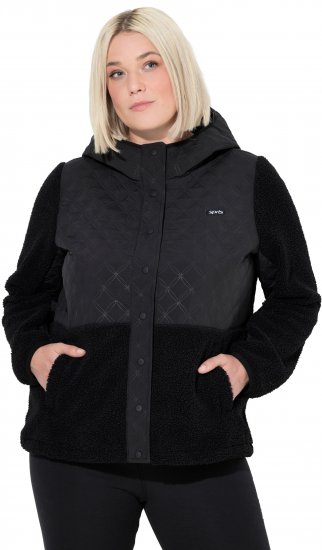 Ulla Popken Mixed Texture Hoodie Black - Sweatshirts & hoodies - 