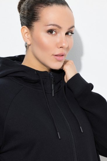 Ulla Popken Mix Fabric Reflective Trim Zip Hoodie Black - Sweatshirts & hoodies - Sweatshirts, Hoodies e Malhas Aconchegantes