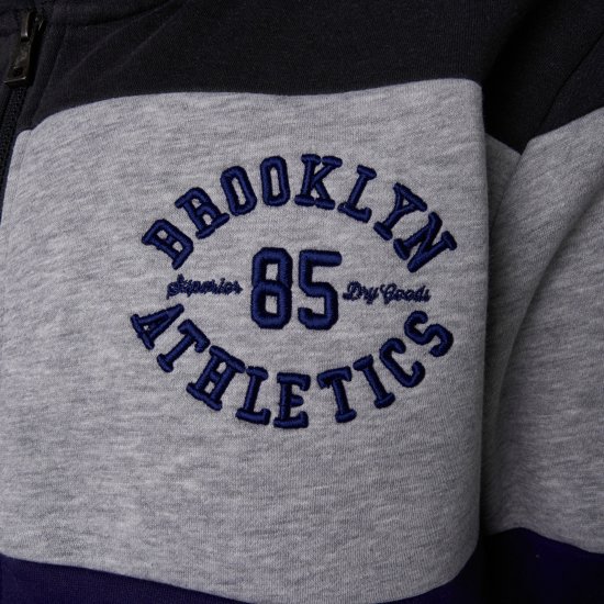 Kam Jeans 7083 Zip Thru Cut & Saw Brooklyn Hoodie Jet Black - Sweatshirts & hoodies - Sweatshirt & Camisolas com Capuz tamanhos grandes