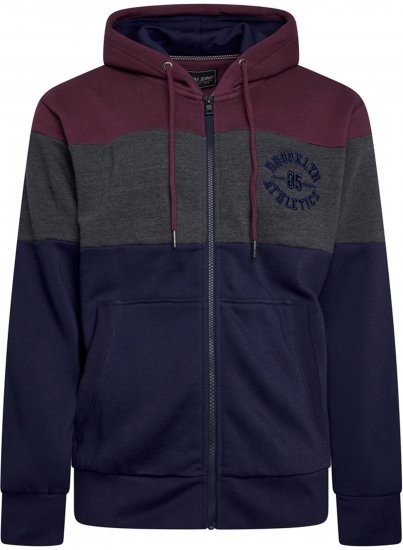 Kam Jeans 7083 Zip Thru Cut & Saw Brooklyn Hoodie Fig - Sweatshirts & hoodies - Sweatshirt & Camisolas com Capuz tamanhos grandes