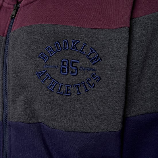 Kam Jeans 7083 Zip Thru Cut & Saw Brooklyn Hoodie Fig - Sweatshirts & hoodies - Sweatshirt & Camisolas com Capuz tamanhos grandes
