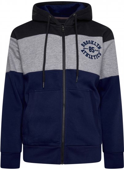 Kam Jeans 7083 Zip Thru Cut & Saw Brooklyn Hoodie Jet Black - Sweatshirts & hoodies - Sweatshirt & Camisolas com Capuz tamanhos grandes