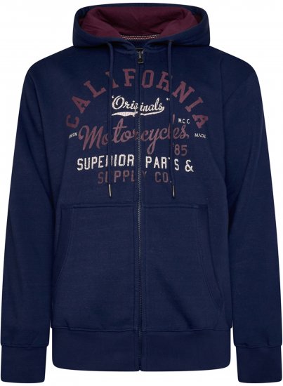 Kam Jeans 7085 Californai Zip Thru Hoodie Navy - Sweatshirts & hoodies - Sweatshirt & Camisolas com Capuz tamanhos grandes