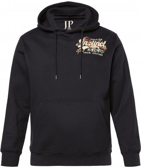 JP1880 Hoodie Breast Print Instinct Black - Sweatshirts & hoodies - Sweatshirt & Camisolas com Capuz tamanhos grandes