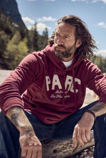 JP1880 Hoodie with Embroidery Aubergine - Sweatshirts & hoodies - Sweatshirt & Camisolas com Capuz tamanhos grandes