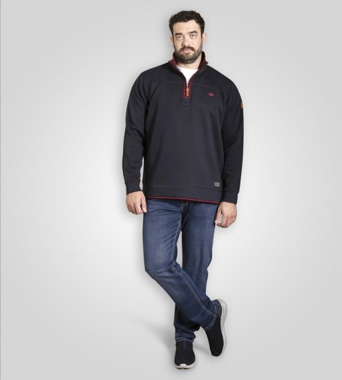 Duke Leicester Quarter Neck Fleece Sweatshirt Navy TALL - TALL camisolas - 
