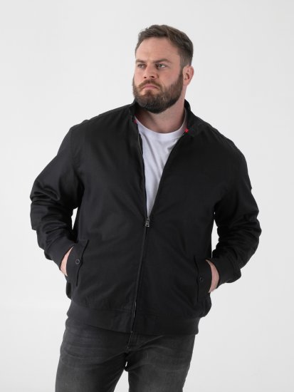 D555 Kent Elastic Rib Hem & Cuffs Harrington Jacket Black - Casacos - Casacos Homem Tamanhos Grandes