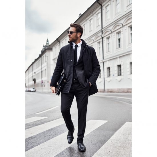 JP1880 Jacket Business Waterproof Windproof Black TALL - ROUPAS DE HOMEM MT-6XLT - Tamanhos-Tall Homem