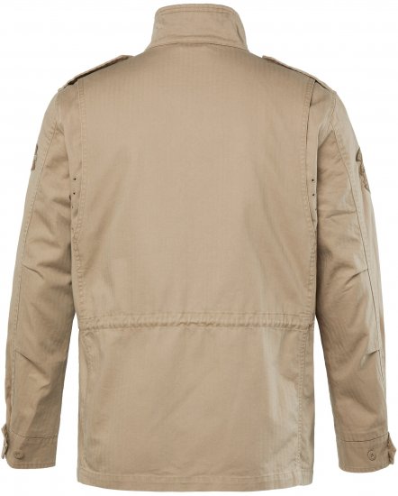 JP1880 Field Jacket with Badges Vintage Look Dark Beige - Casacos - Casacos Homem Tamanhos Grandes