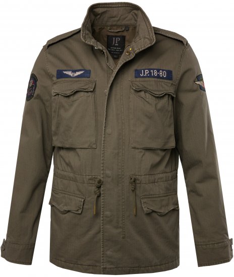 JP1880 Field Jacket with Badges Vintage Look TALL Moss Green - TALL casacos - 