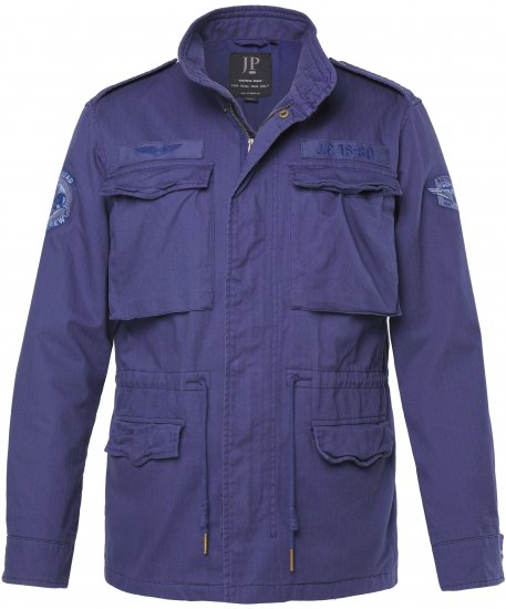 JP1880 Field Jacket with Badges Vintage Look Light Azure Blue - Casacos - Casacos Homem Tamanhos Grandes