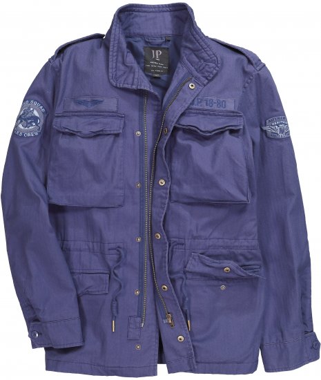 JP1880 Field Jacket with Badges Vintage Look Light Azure Blue - Casacos - Casacos Homem Tamanhos Grandes