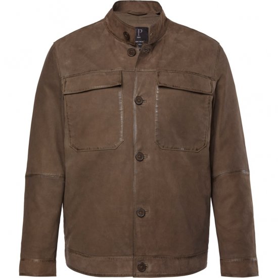 JP1880 Leather Jacket Lambskin Suede Brown - Casacos - Casacos Homem Tamanhos Grandes