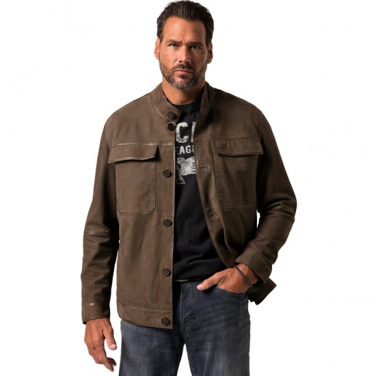 JP1880 Leather Jacket Lambskin Suede Brown - Casacos - Casacos Homem Tamanhos Grandes