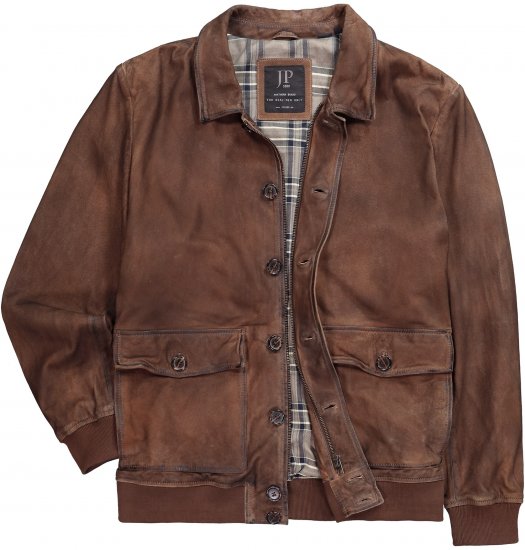JP1880 Finest Goat Suede Leather Blouson Tobacco Brown - Casacos - Casacos Homem Tamanhos Grandes
