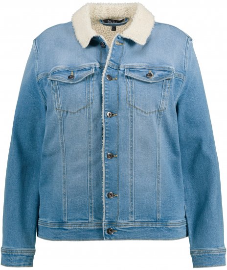 Ulla Popken Teddy Fleece Lined Denim Jacket Blue Denim - Jaquetas - 