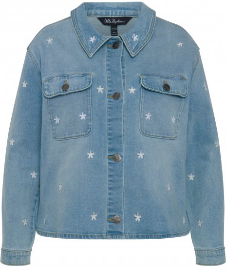 Ulla Popken Embroidered Denim Jacket Light Blue - Jaquetas - 