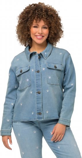 Ulla Popken Embroidered Denim Jacket Light Blue - Jaquetas - 