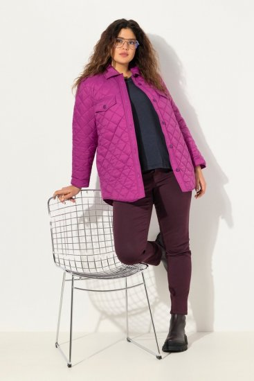 Ulla Popken Quilted Water Repellent Shirt Jacket Berry - Jaquetas - Casacos plus size para mulher