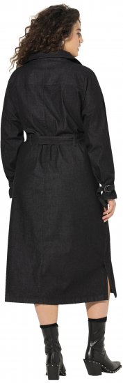 Ulla Popken Denim Acid Wash Trench Coat Black - Jaquetas - 