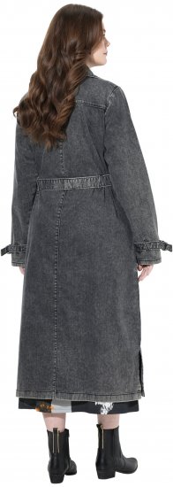 Ulla Popken Denim Acid Wash Trench Coat Grey Denim - Jaquetas - 