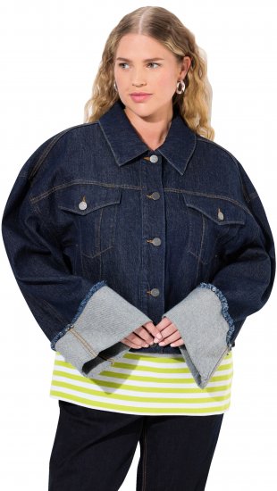 Ulla Popken Stretch Fit Cropped Denim Jacket Rinsed Wash - Jaquetas - 