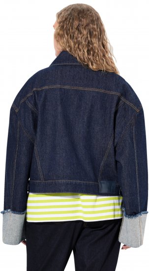 Ulla Popken Stretch Fit Cropped Denim Jacket Rinsed Wash - Jaquetas - 