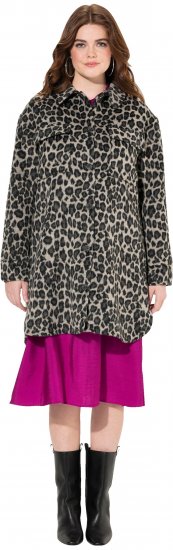 Ulla Popken Leopard Print Shirt Jacket Black - Jaquetas - 