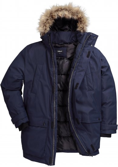 Men Plus Parka With Fur Hood Navy - Casacos - Casacos Homem Tamanhos Grandes
