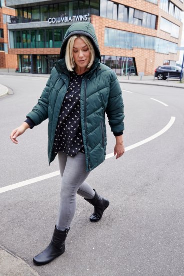 Ulla Popken HYPRAR Reflective Detail Quilted Jacket Dark Green - Jaquetas - 