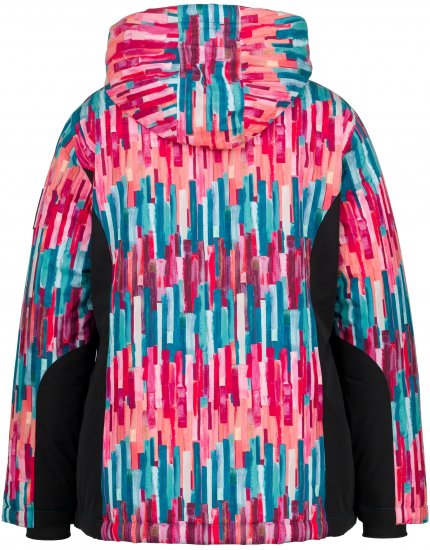 Ulla Popken HYPRAR Graphic Stripe Fully Lined Ski Jacket Teal - Jaquetas - 