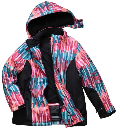 Ulla Popken HYPRAR Graphic Stripe Fully Lined Ski Jacket Teal - Jaquetas - 