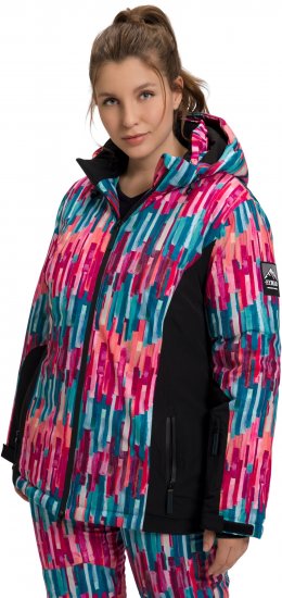 Ulla Popken HYPRAR Graphic Stripe Fully Lined Ski Jacket Teal - Jaquetas - 