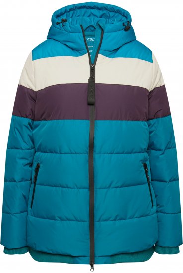 Ulla Popken HYPRAR Striped Triple Function Fully Lined Quilted Jacket Dark Petrol - Jaquetas - 