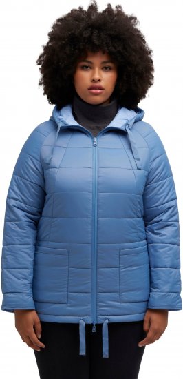 Ulla Popken Reversible Butterfly Print Fully Lined Quilted Jacket Blue Denim - Jaquetas - 