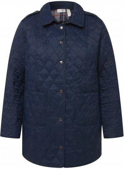 Ulla Popken Quilted Jacket with Plaid Lining Navy - Jaquetas - 