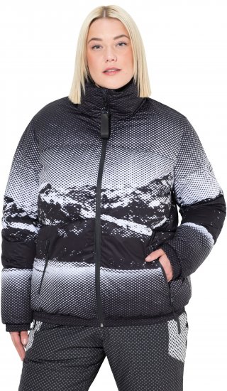 Ulla Popken HYPRAR Mountain Scene Performance Puffer Jacket Black - Jaquetas - 