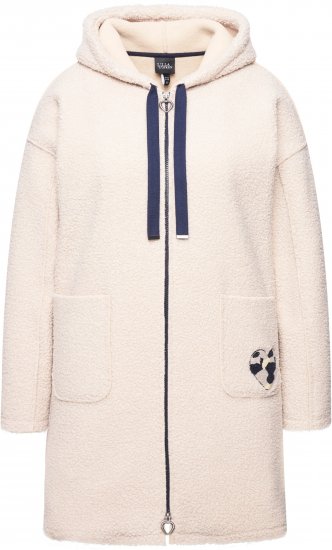 Ulla Popken Oversized Teddy Plush Heart Detail Jacket Pebble Grey - Jaquetas - 